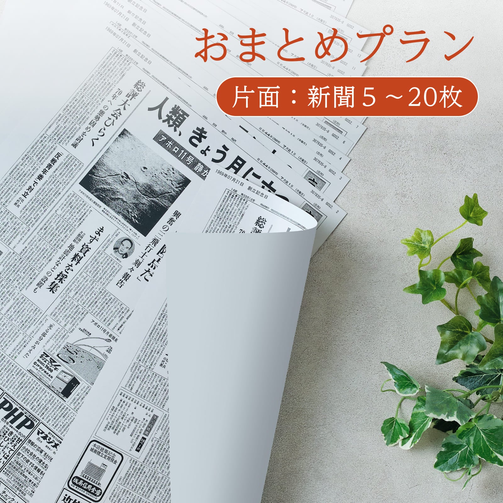 おまとめプラン 片面：新聞５～20枚