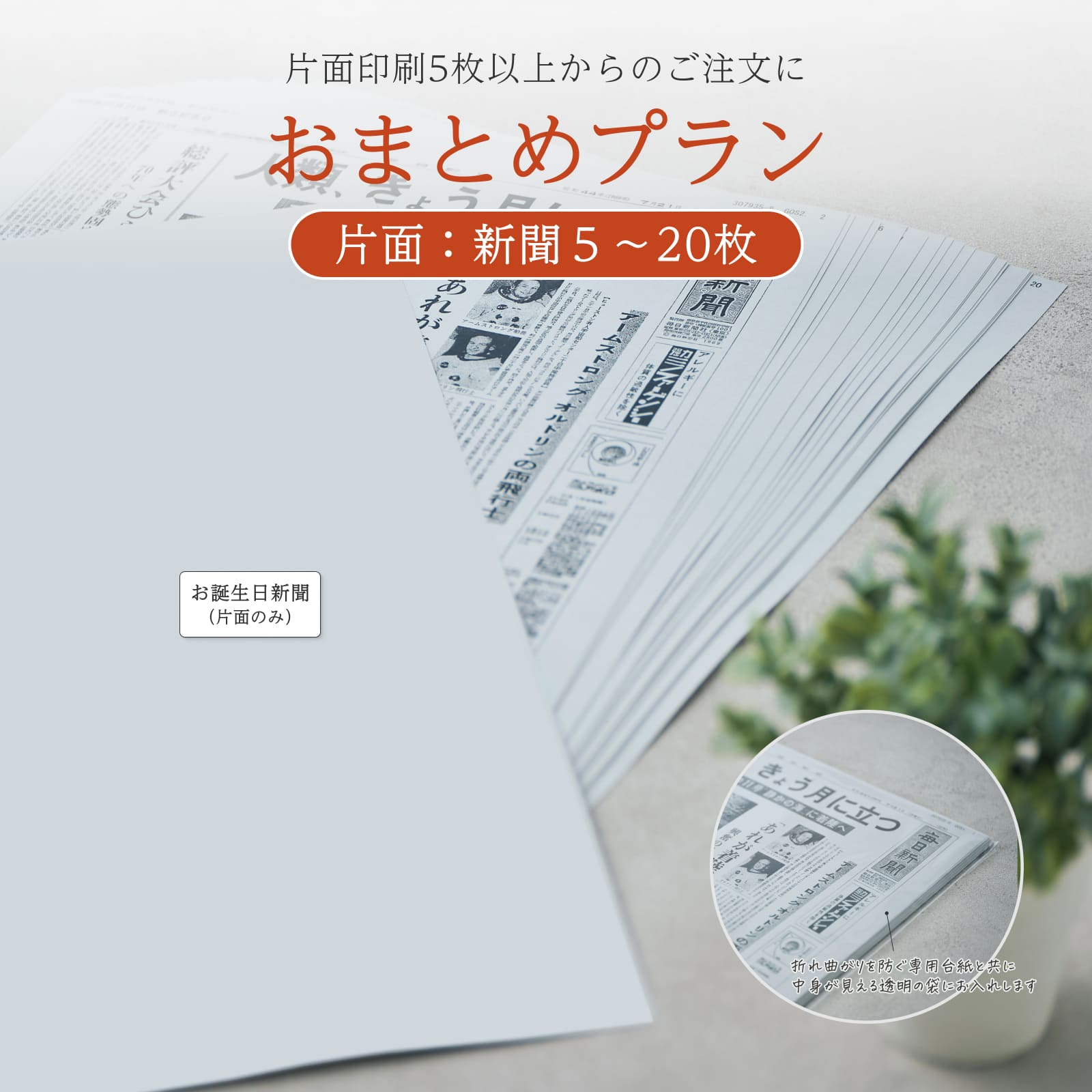 おまとめプラン 片面：新聞５～20枚（詳細版）