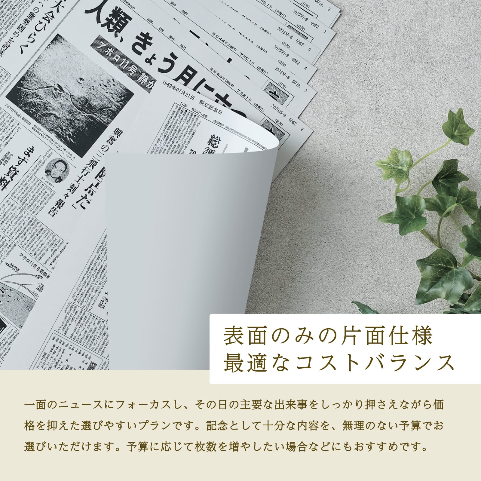 表面のみの片面仕様 最適なコストバランス