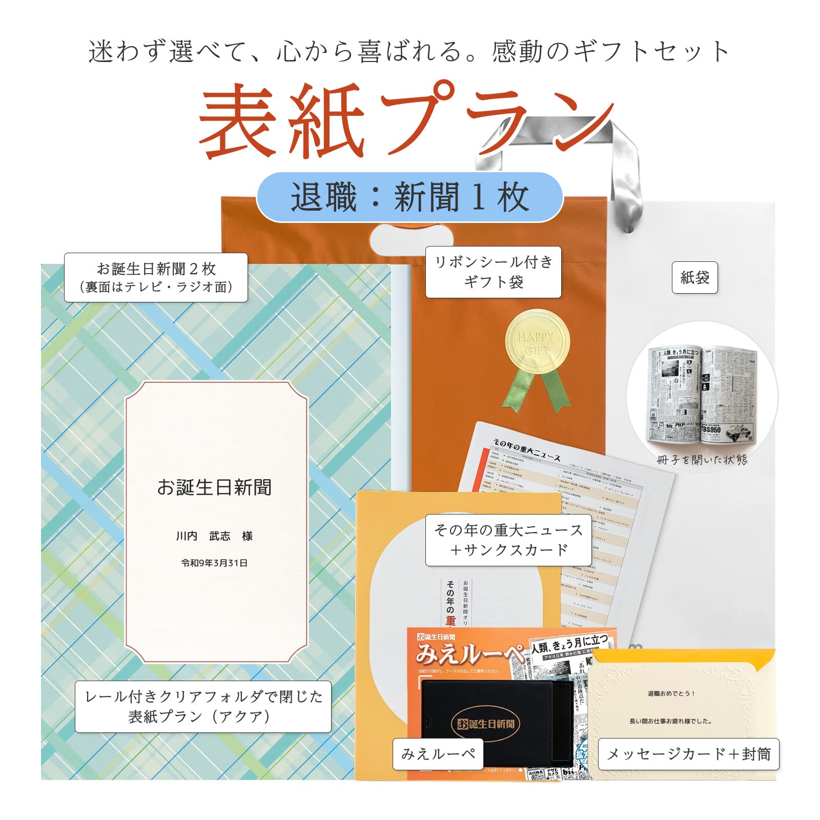 表紙プランギフトセット 退職：新聞１枚（詳細版）