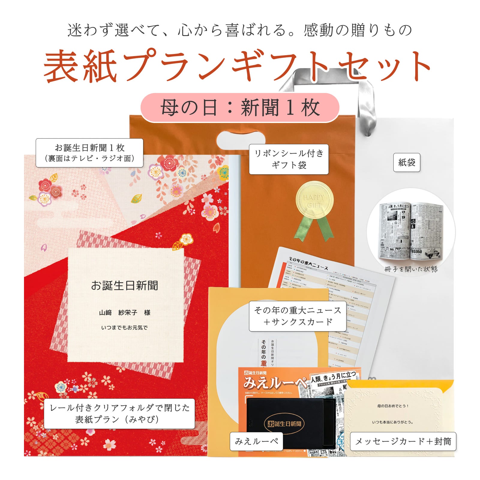 表紙プランギフトセット 母の日：新聞１枚（詳細版）
