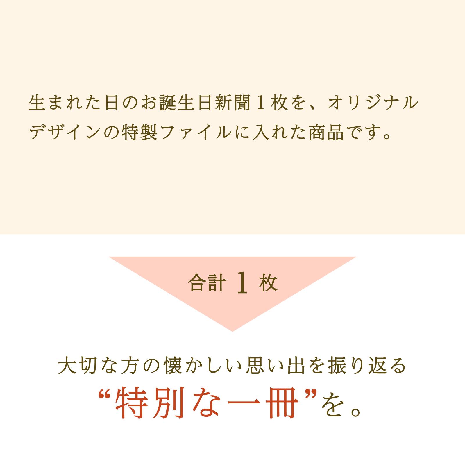 生まれた日の新聞1枚を特製ファイルに入れた大切な方への特別な一冊