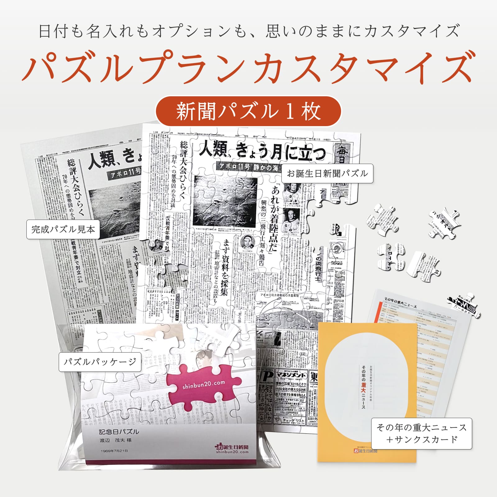 パズルプランカスタマイズ 新聞パズル1枚 セット内容一覧