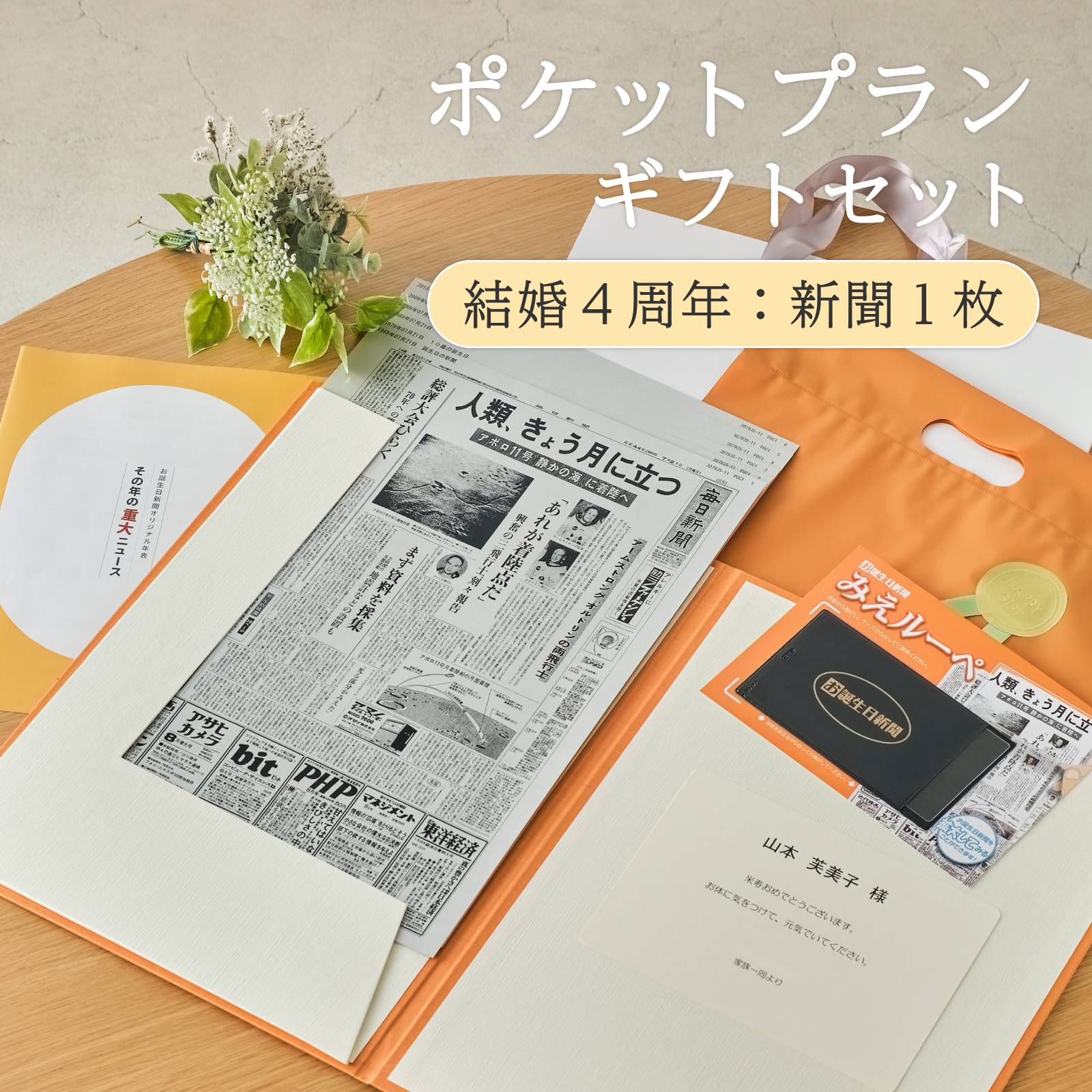 ポケットプランギフトセット 結婚４周年：新聞１枚