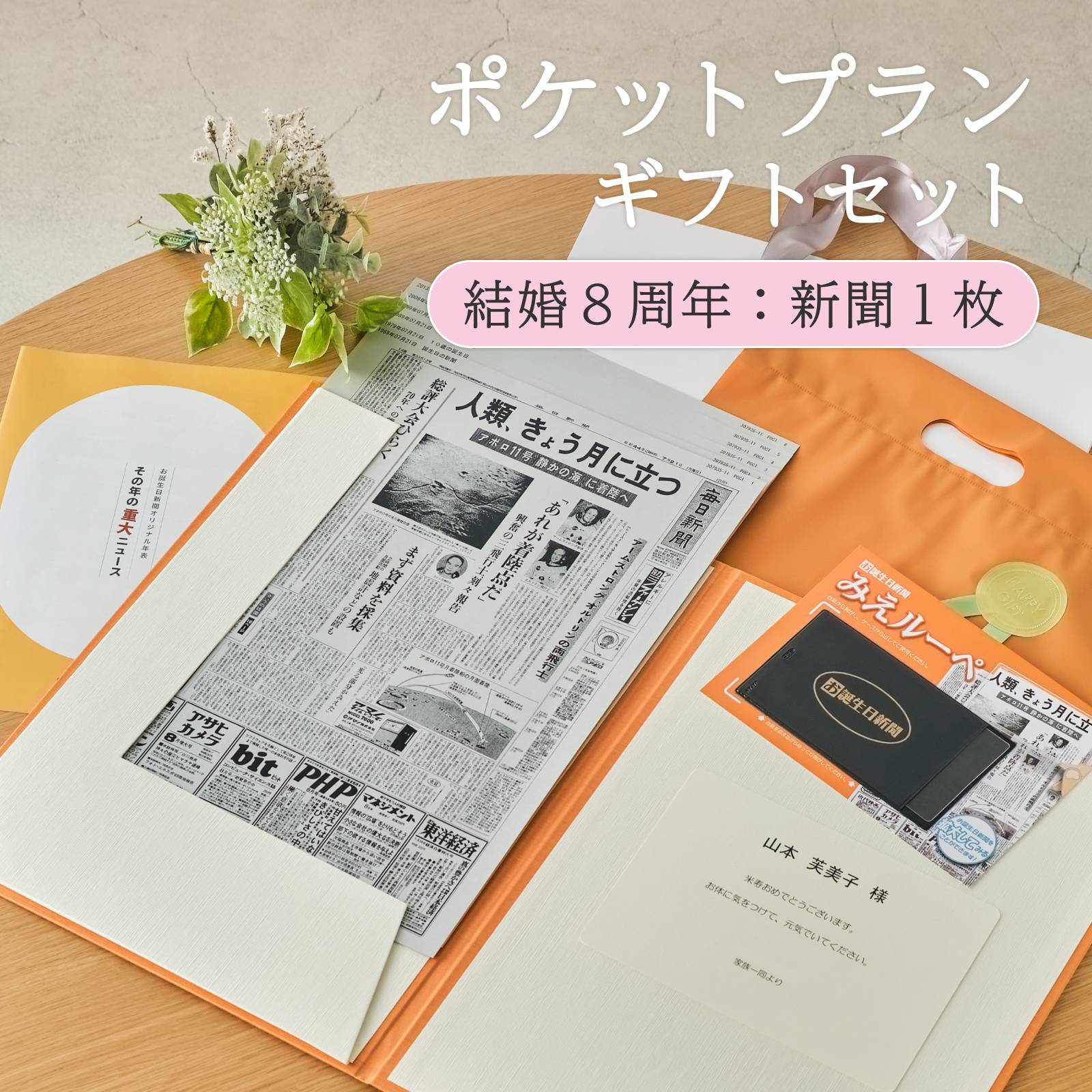 ポケットプランギフトセット 結婚８周年：新聞１枚