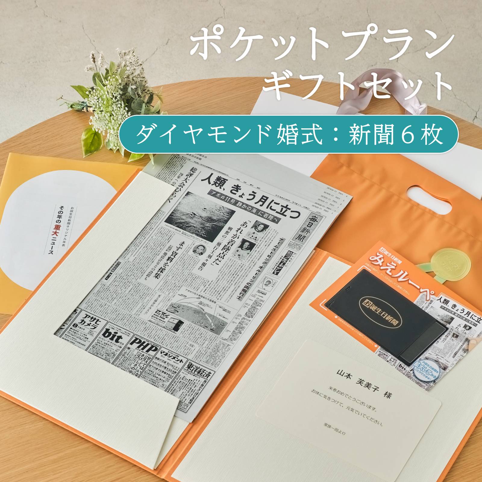 ポケットプランギフトセット ダイヤモンド婚式：新聞６枚