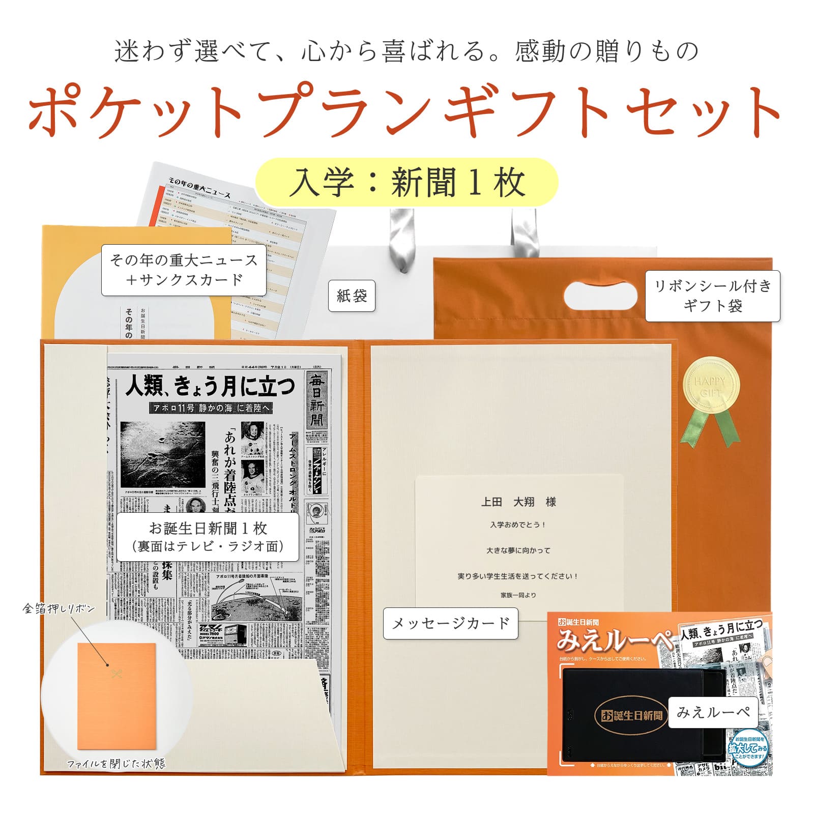 ポケットプランギフトセット 入学：新聞１枚 セット内容詳細