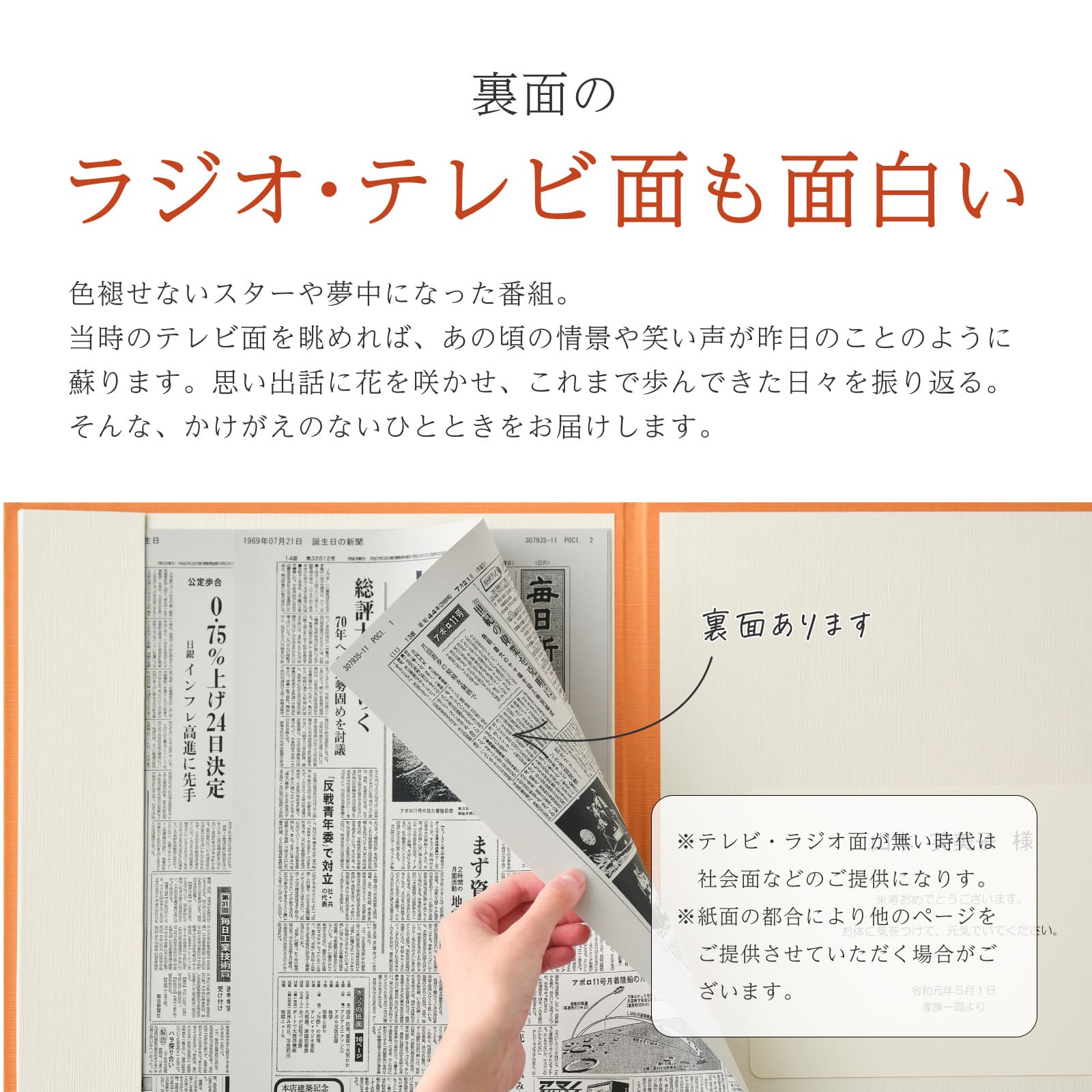 裏面のラジオ・テレビ面も楽しめる新聞ギフトの魅力