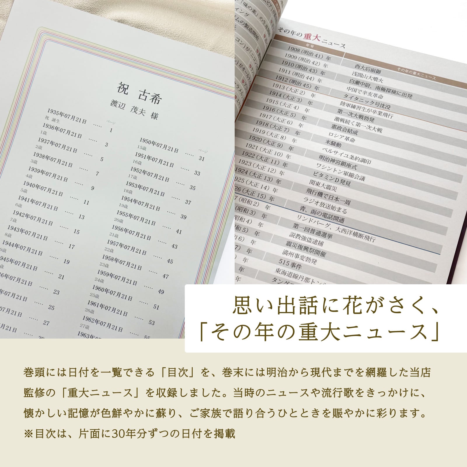 思い出話に花がさく、「その年の重大ニュース」