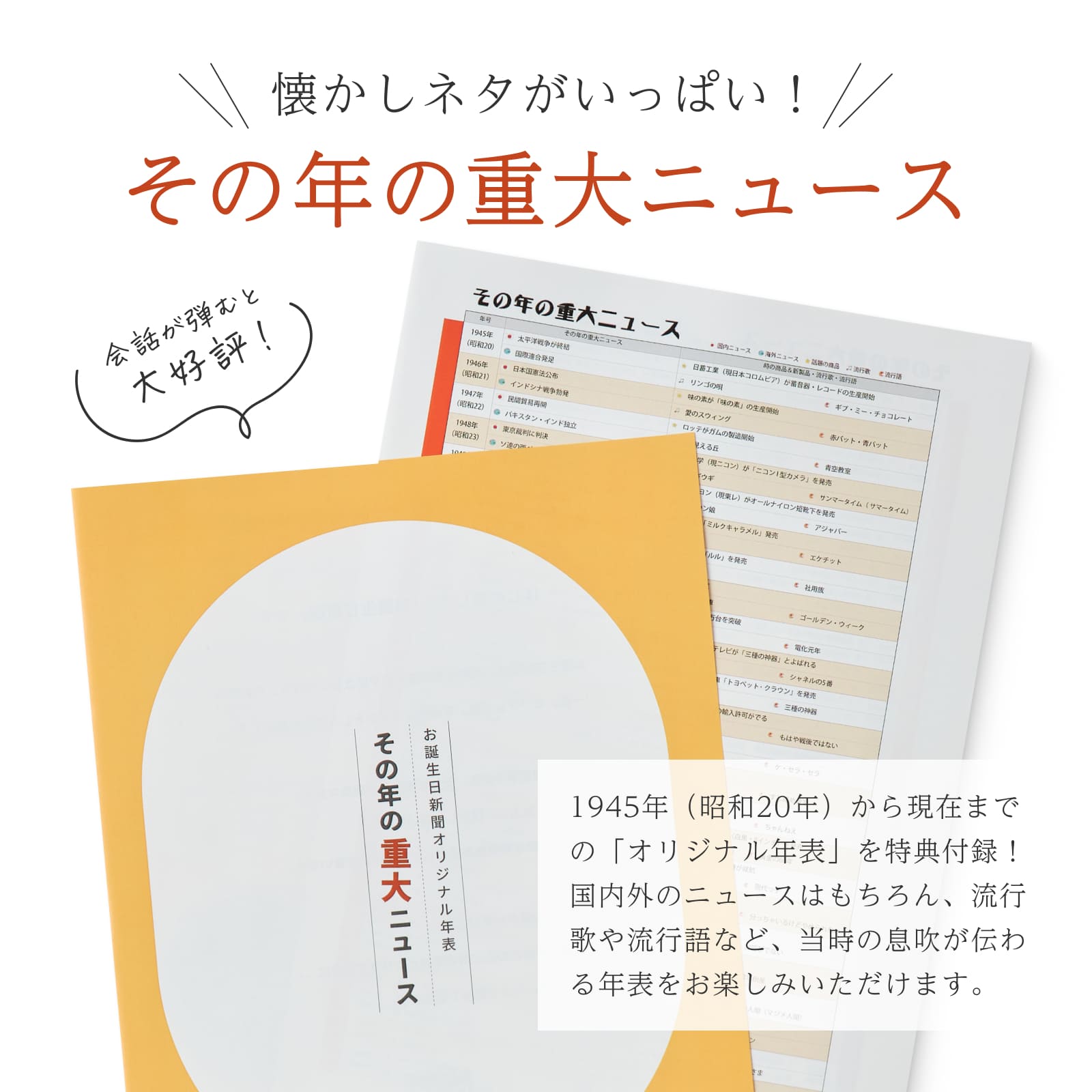 懐かしネタがいっぱい！その年の重大ニュースオリジナル年表付属