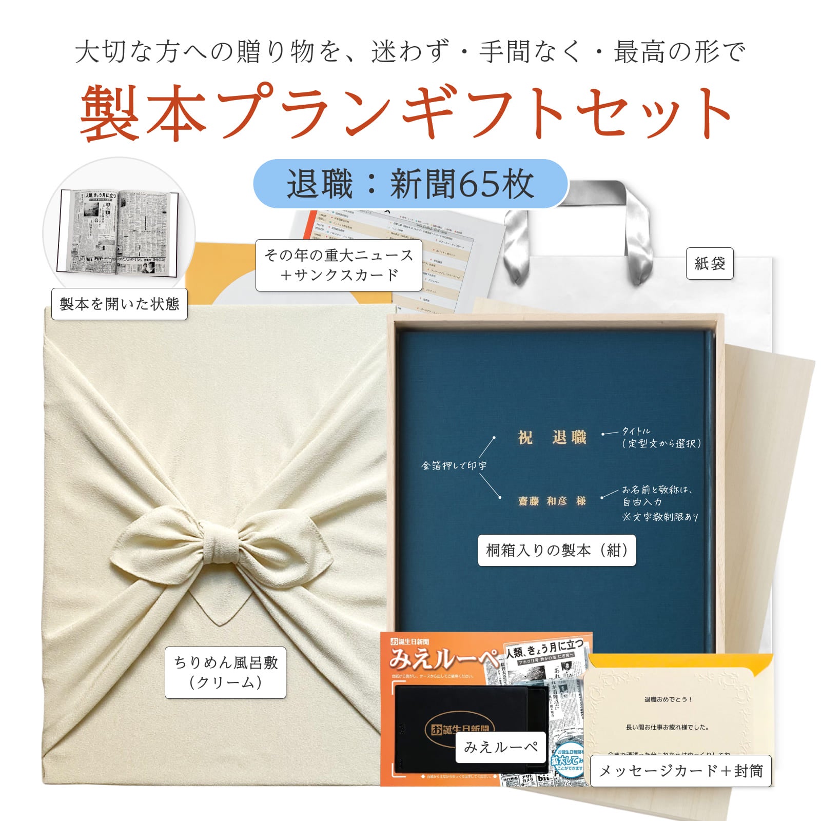 製本プランのセット内容一式（製本・みえルーペ・カード等）