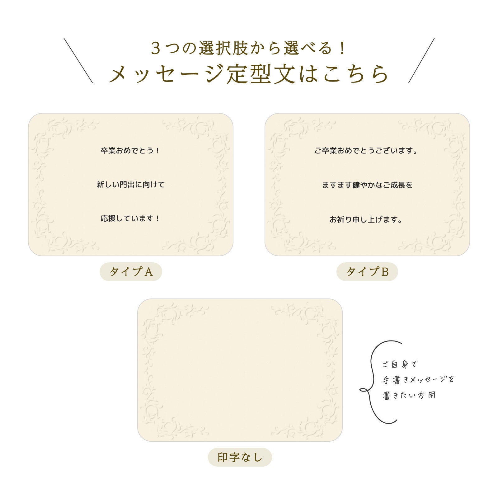 メッセージ定型文（タイプA・B・印字なし）
